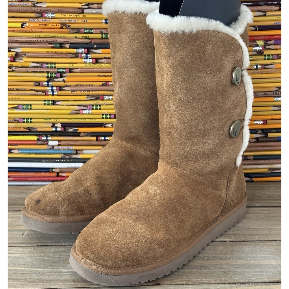 Koolaburra UGG Kinslei Tall Boots Chestnut Brown Fleece Lined Women's Sz 10 / 41